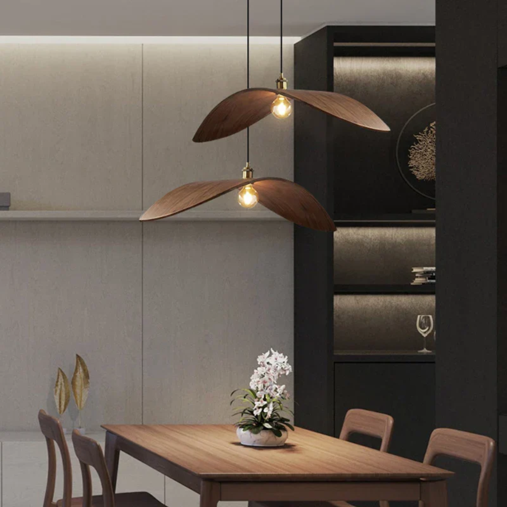 Modern Curved Wood Pendant Light