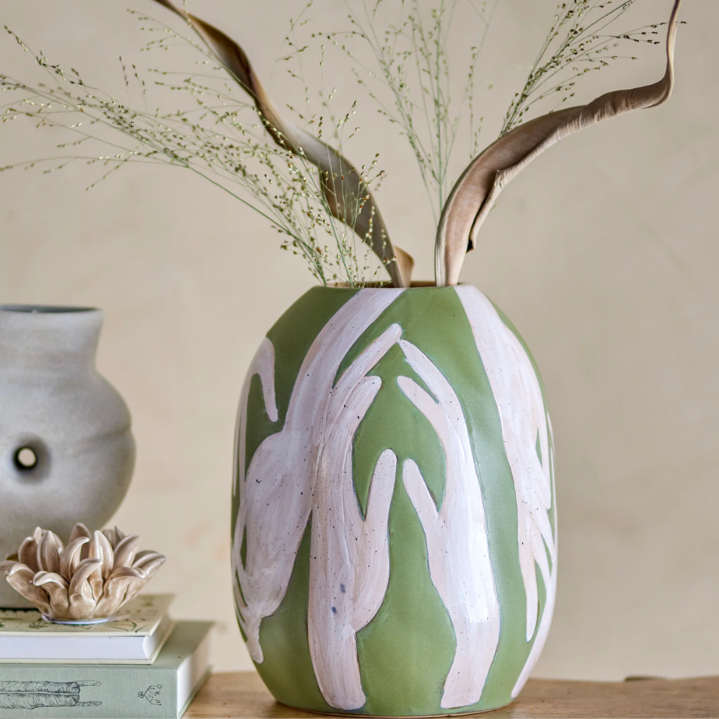 Adalena Vase Green Stoneware