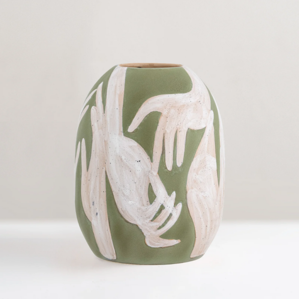 Adalena Vase Green Stoneware