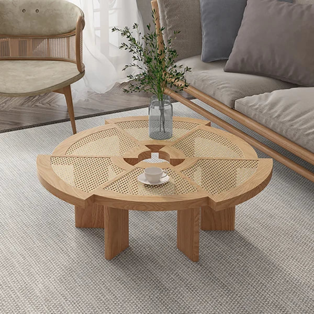 Japandi Artisanal Rattan Coffee Table